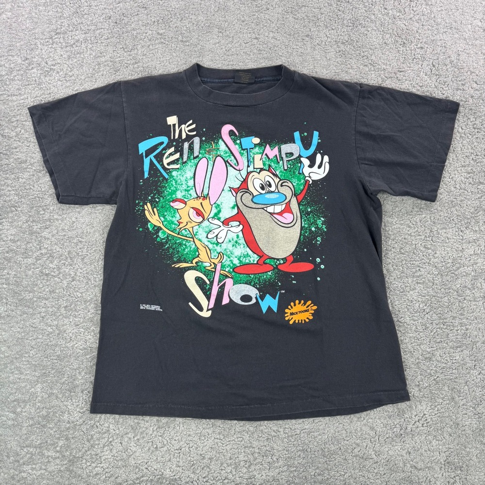 VTG 1991 Ren & Stimpy Show T-Shirt Changes Black Single Stitch Large USA Made
